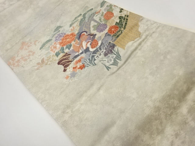 JAPANESE KIMONO / OBI: MANDARIN DUCKS / FLOWERS / PINE TREES A BRIDGE 